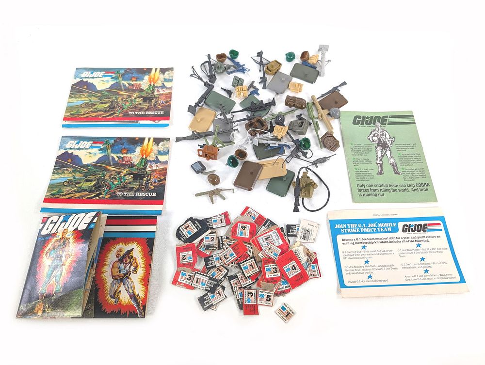 Lot 635Q: 1980's Hasbro GI Joe Weapons Helmets Parts Assortment