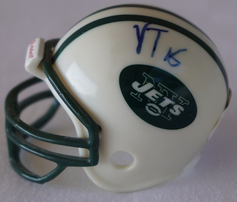 Lot 508: Vinny Testaverde No. 16 AUTOGRAPHED Pocket Pro Helmet, New York Jets w/COA