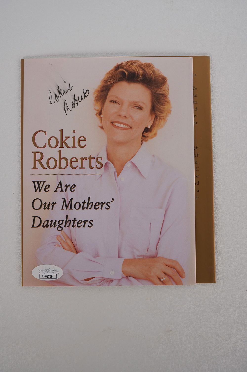 Lot 928: Cokie Roberts, AUTOGRAPHED Signed Book Cover, Journalist/Author w/COA