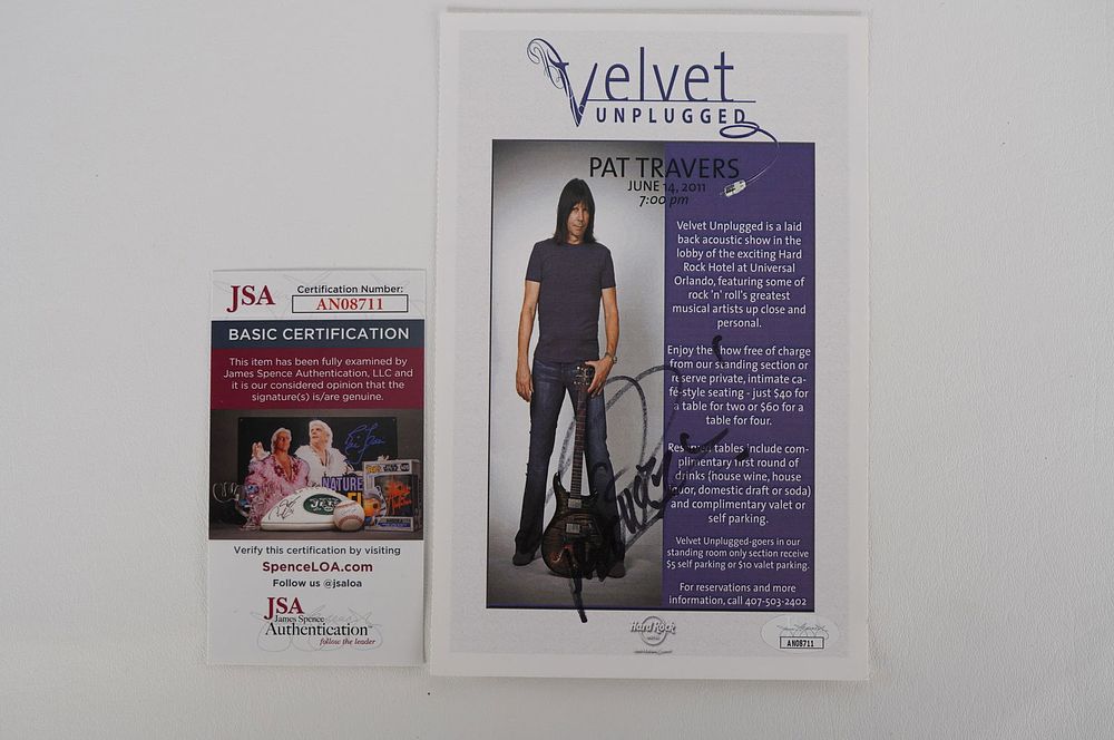Lot 933: Pat Travers, AUTOGRAPHED Brochure, Guitarist/Singer-Songwriter w/COA