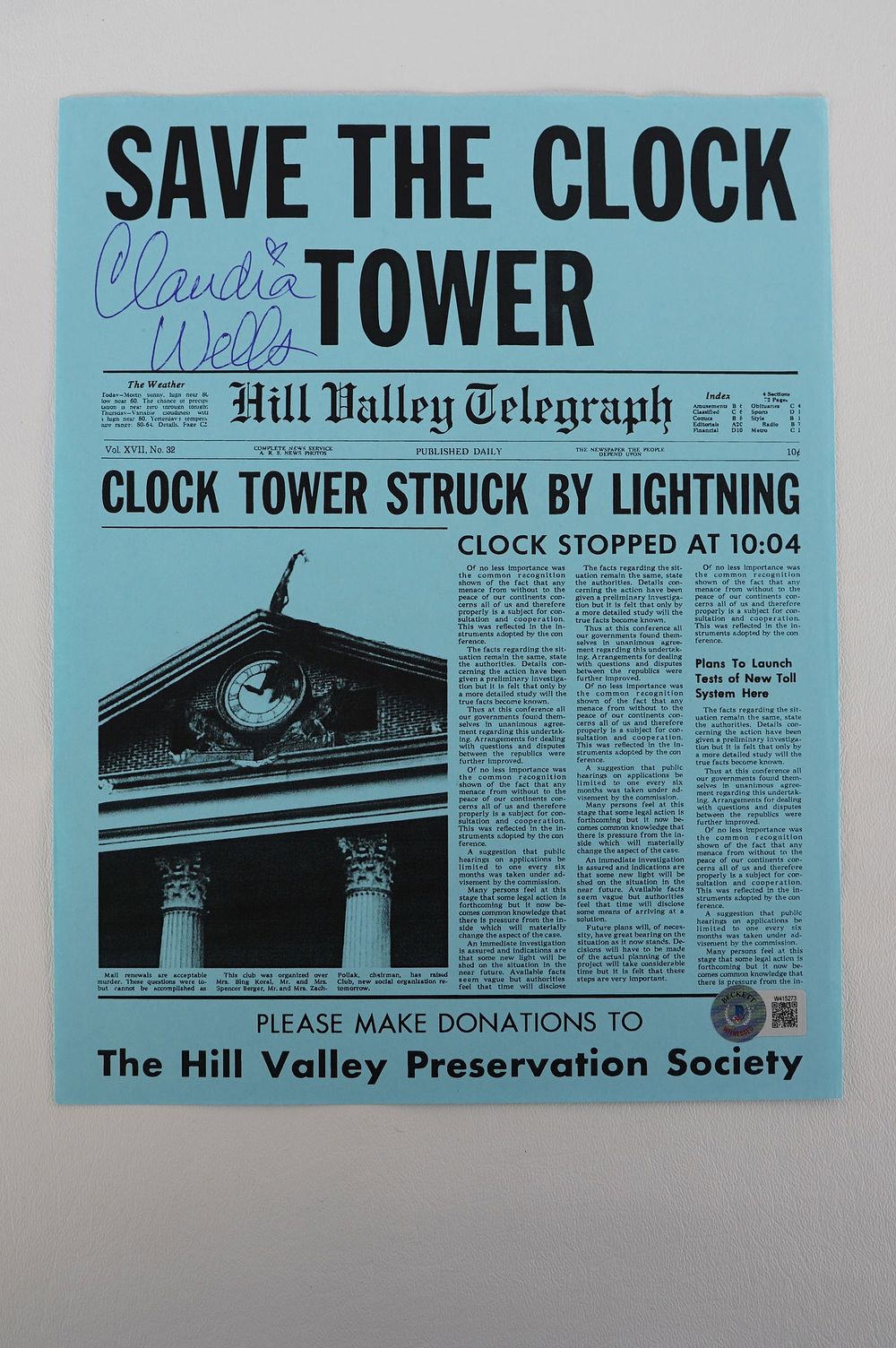 Lot 934: Claudia Wells, Back to the Future, AUTOGRAPHED 8 x 10 Flyer, Actress w/COA
