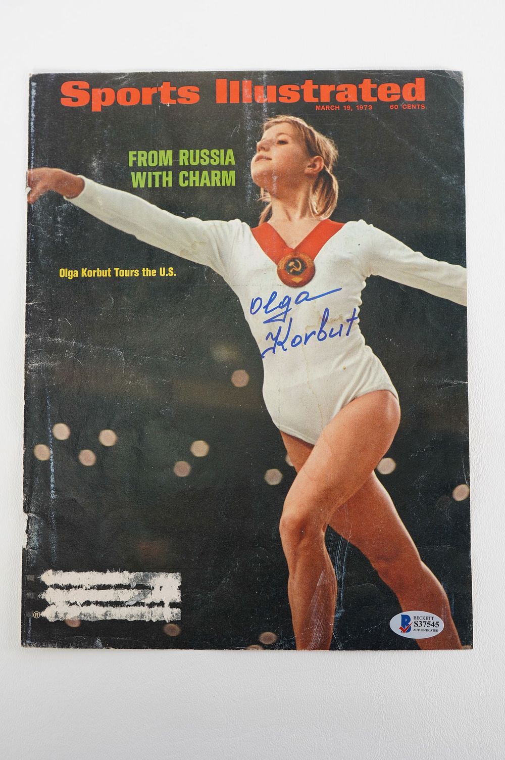Lot 938: Olga Korbut, Olympic Gymnast, AUTOGRAPHED Magazine Cover w/COA