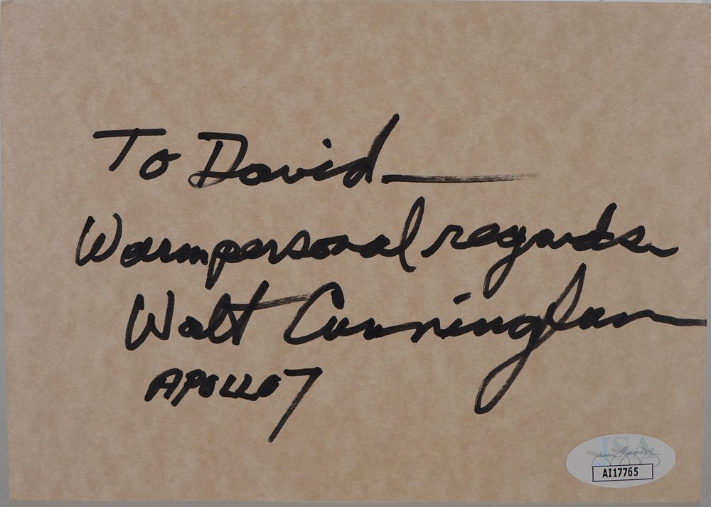 Lot 953: Walt Cunningham, AUTOGRAPHED Handwritten Note, Astronaut/Fighter Pilot w/COA