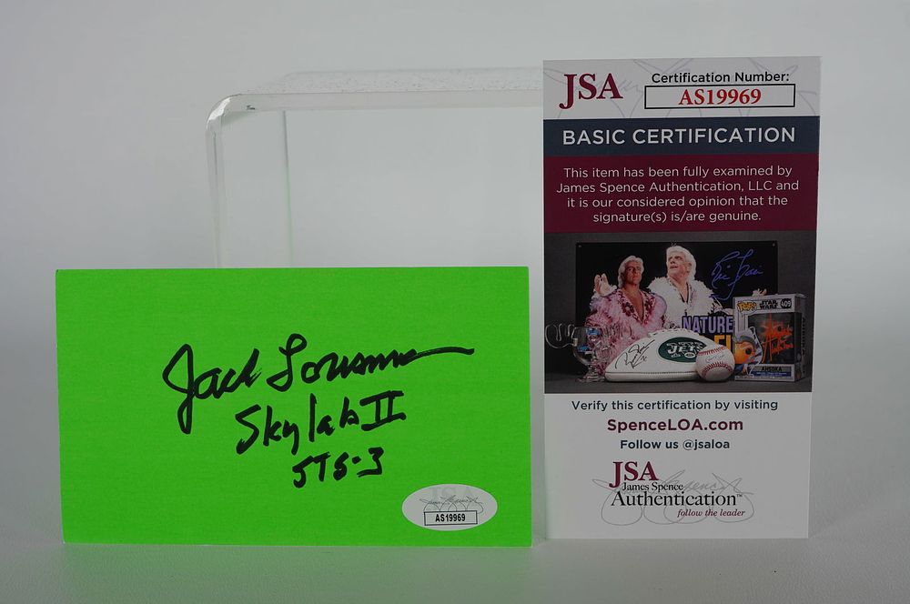 Lot 960: Jack Lousma, AUTOGRAPHED Signature Index Card, Astronaut w/COA