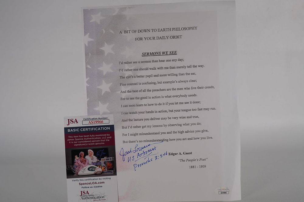 Lot 964: Jack Lousma, AUTOGRAPHED Stationery, Astronaut w/COA