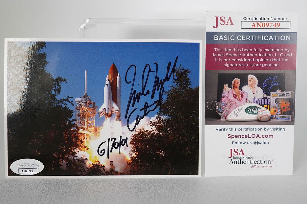 Lot 967A: Mike Mullane, AUTOGRAPHED Postcard, Astronaut JSA Hologram Sticker