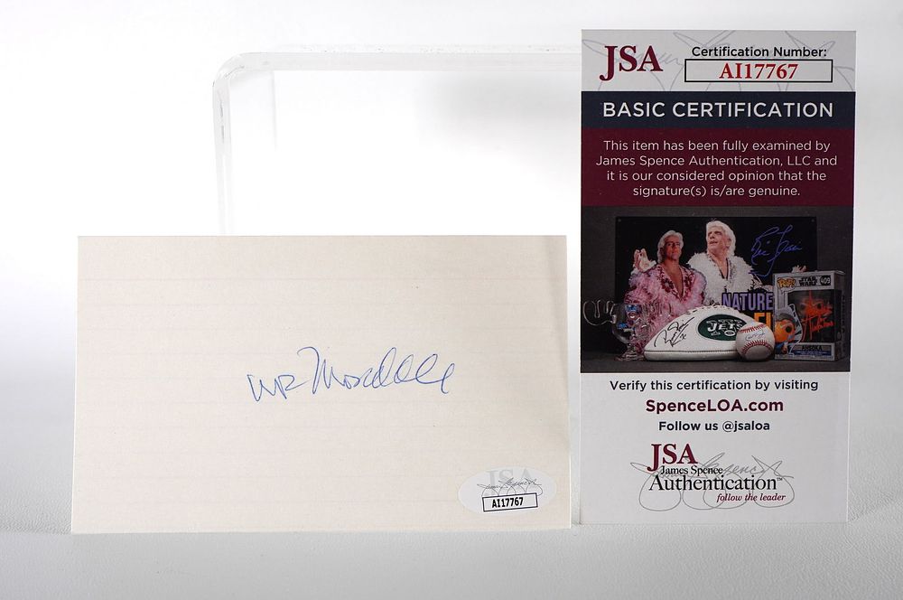 Lot 978: Walter Mondale, Former Vice President of the United States, AUTOGRAPHED Signature Index Card w/COA