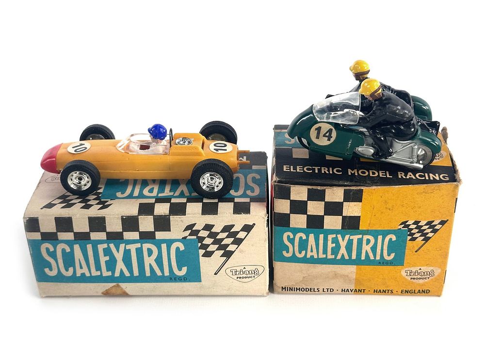 Lot 215: Scalextric RARE Boxed Racing Motorcycle and F1 Slot Car