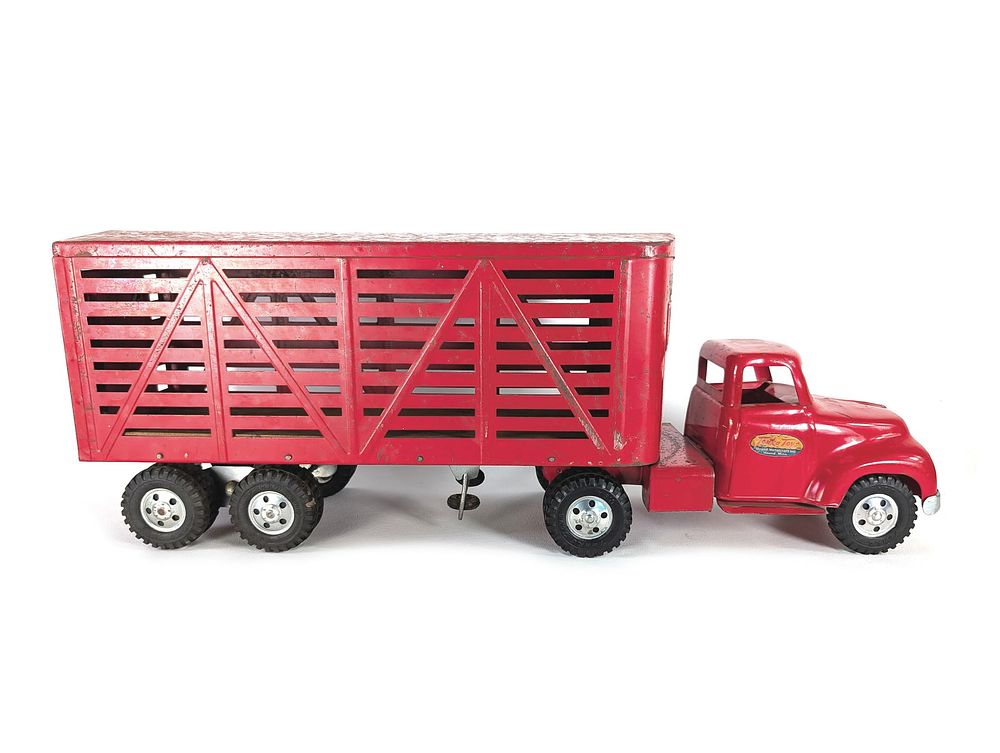 Lot 244: 1950's Pressed Steel Tonka Livestock Truck & Trailer