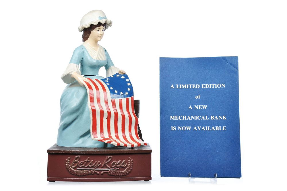 Lot 301: Imswiler & Davidson Bicentennial Betsy Ross Mechanical Bank LE of 500
