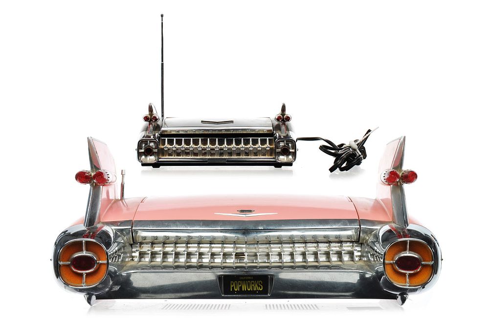 Lot 350: 2 Cadillac Radios Pink Popworks Boombox, Black Marksman Clock Radio