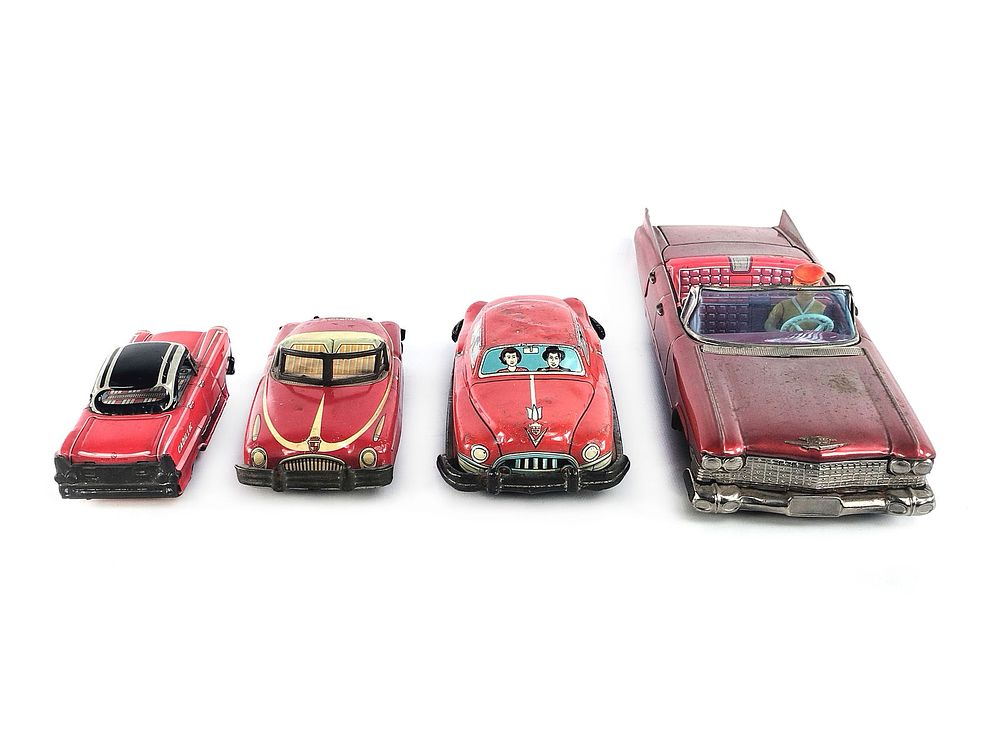 Lot 354: 4 Japanese Tin Friction Cadillacs