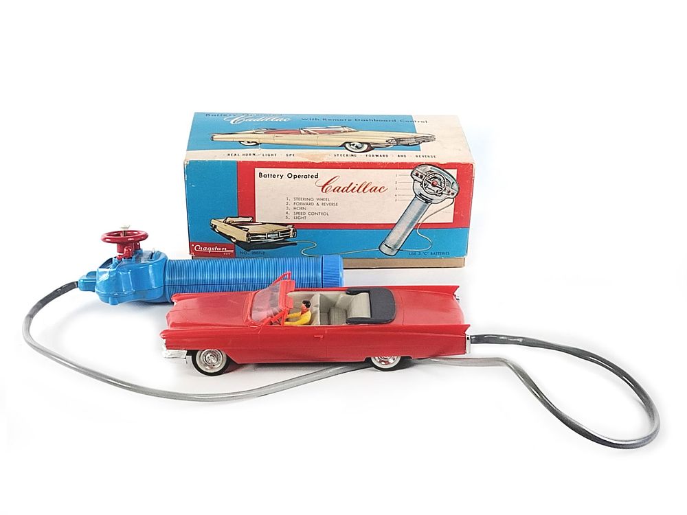 Lot 356: 1960s Cragstan Batt. Op. Cadillac Conv. with R/C Dashboard Control Boxed Rare