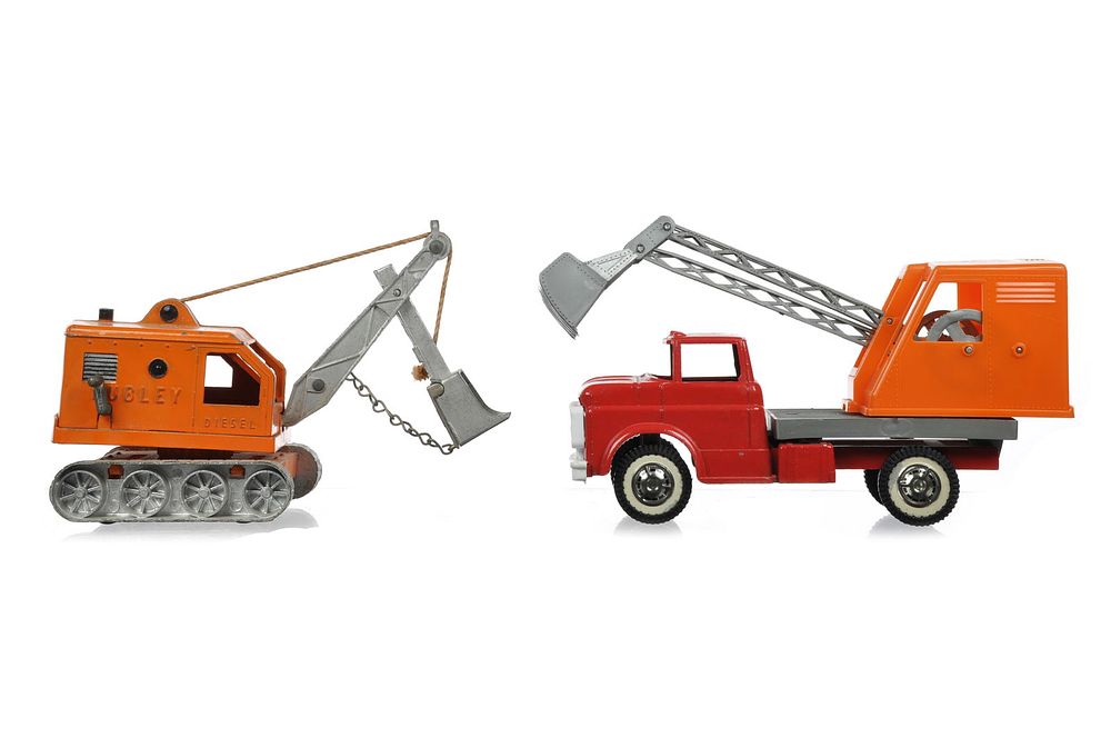 Lot 380: 2 Diecast Steam Shovel Toys Hubley and HK