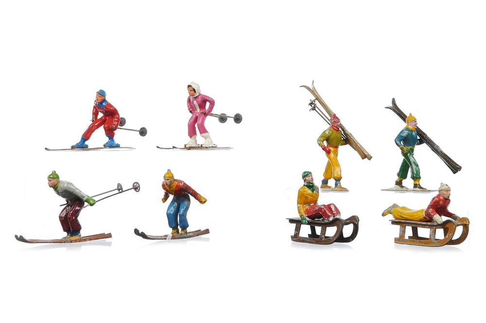 Lot 381: 1920-1935 Hollow Lead Winter Figures Barclay & Blancheri Freres BF (8)