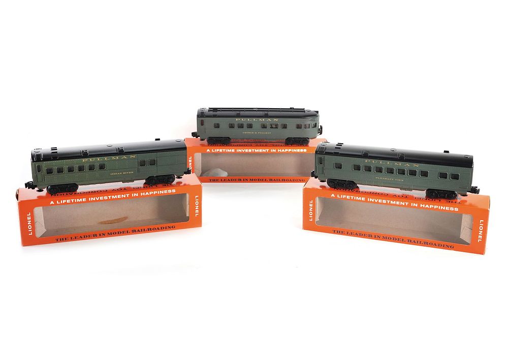 Lot 394: Lionel O Gauge Pullman Lot of 3 George M Pullman, Pleasant View and Indian River
