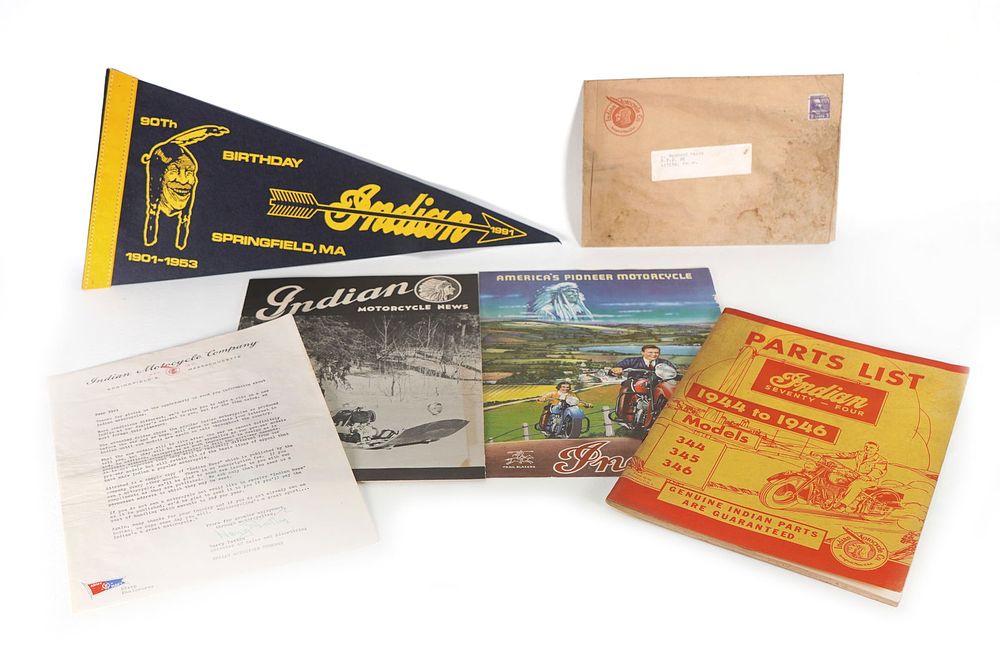 Lot 2E: Set of 6 Indian Motorcycle Company Memorabilia Items Circa 1941