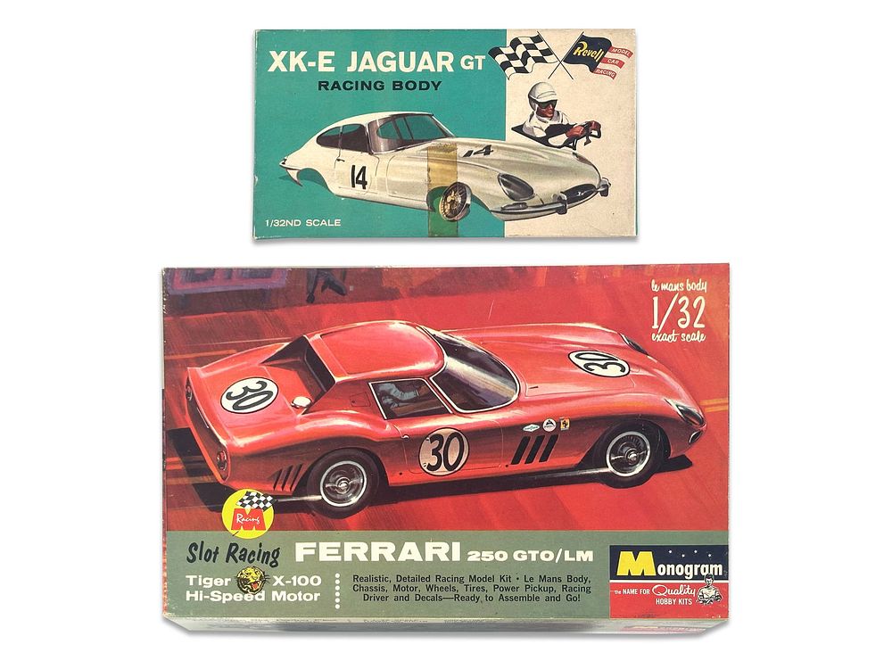 Lot 235D: XK-E Jaguar GT Racing Body and Ferrari 250 GTO/LM Monogram Slot Kit