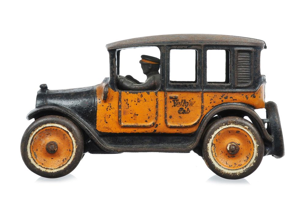 Lot 277K: Arcade Cast Iron #2 Yellow Cab Taxi