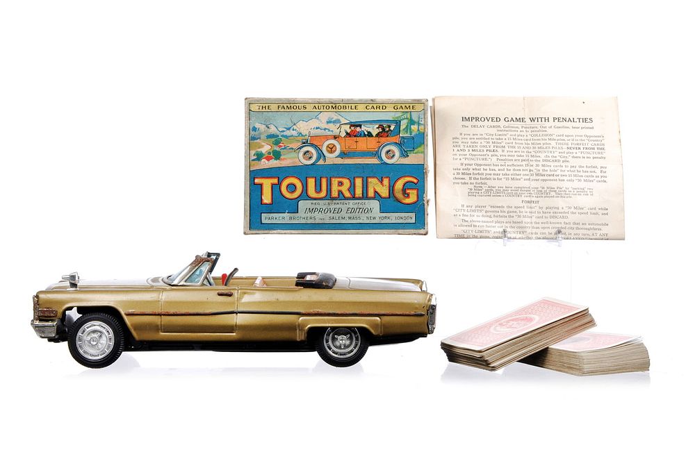 Lot 362B: Bandai Batt. Op. OpenTouring Cadillac & Parker Brothers Touring Card Game