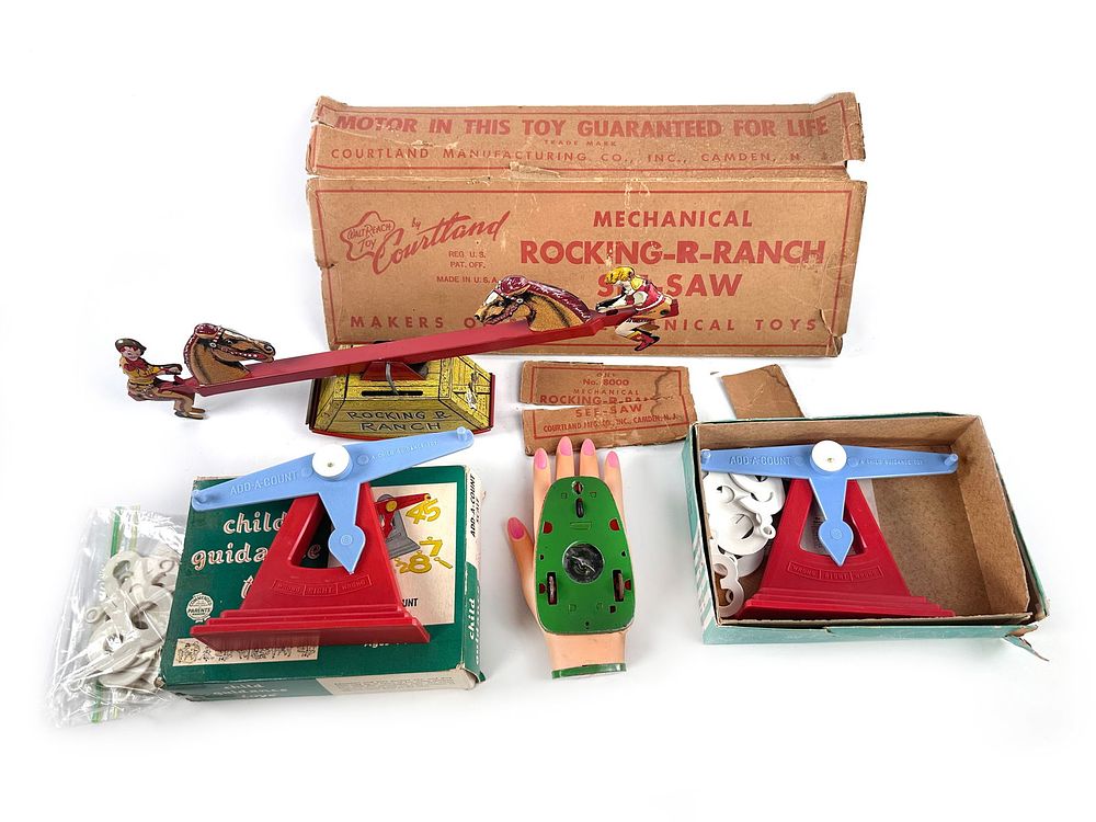 Lot 341N: Courtland See Saw Ranch Horse Windup Hand + Balance Beam Counting Toys