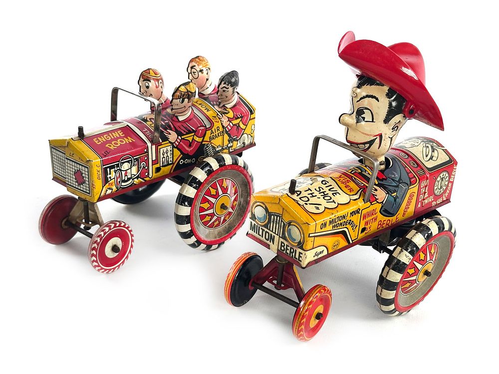 Lot 341R: Cowboy and Prep School Marx Crazy Car Windups