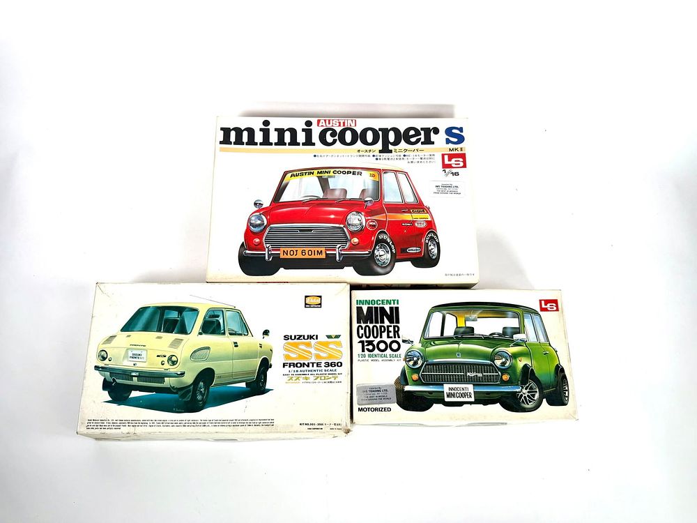 3 Model Car Kits Mini Cooper, Suzuki SS Fronte 360. Eidai - Suzuki SS Fronte 360 1/10, LS 