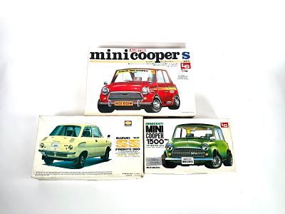 3 Model Car Kits Mini Cooper, Suzuki SS Fronte 360. Eidai - Suzuki SS Fronte 360 1/10, LS 