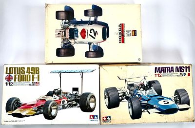 3 Tamiya IMAI Model Car Kits Lotus 49B Ford F-1, Matra MSII F-1, Honda F-1. Tamiya - Lotus 49B 