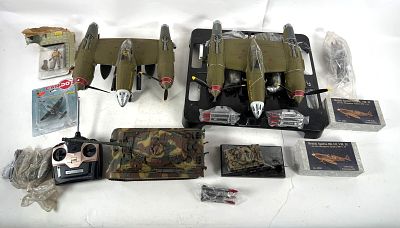 Mixed P-38 and Tank Kits. Mixed P-38 and tanks, 1/18 scale, 21st century. Condition: GOOD