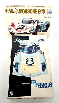 2 Model Car Kits Porsche 910, Porsche Carrera 6. Tamiya - Porsche 910 motorized 1/18 MIB, IMAI - 