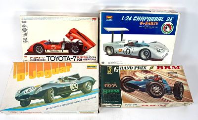 4 Model Car Kits Chaparral 2E, Toyota 7, "D" Jaguar, Grand Prix BRM. IMAI - Chaparral 2E 