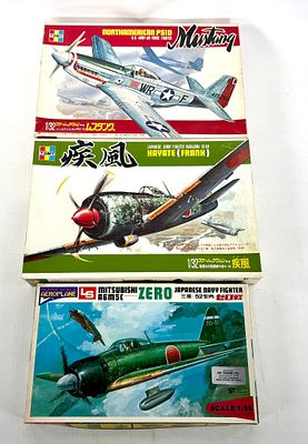 3 Model Plane Kits Mitsubishi A6M5C/North American P510/Hayate (Frank). LS - Mitsubishi A6M5C 