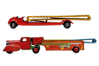 1947 Wyandotte & 1920s Kingsbury Ladder & Aerial Ladder Fire Trucks. This is a lot of two 