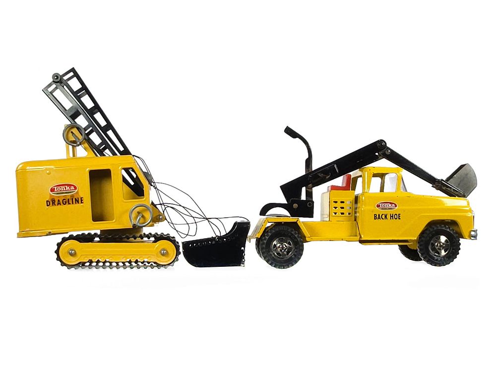 Lot 152: (2) Tonka Yellow Backhoe & Dragline Construction Vehicles