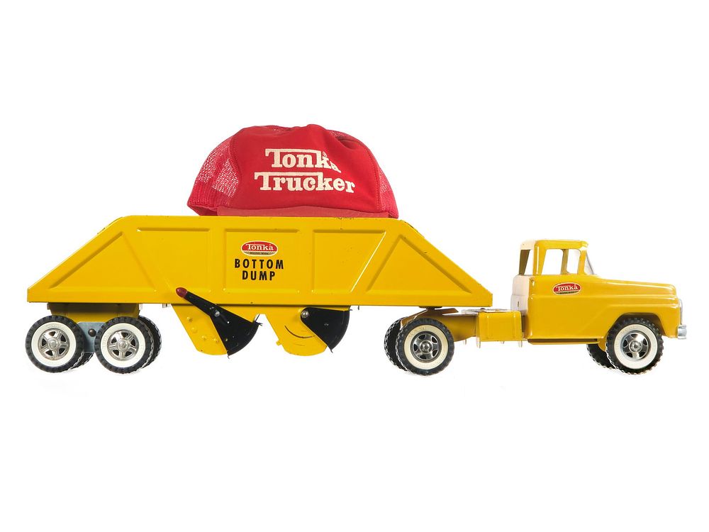 Lot 155: Tonka Pressed Steel Yellow Bottom Dump Truck
