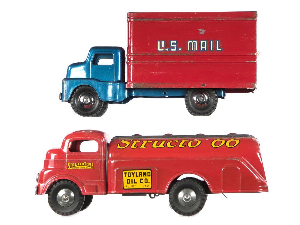 Lot 170: (2) Structo Toyland Oil Co. Tanker Truck & U.S. Mail Truck