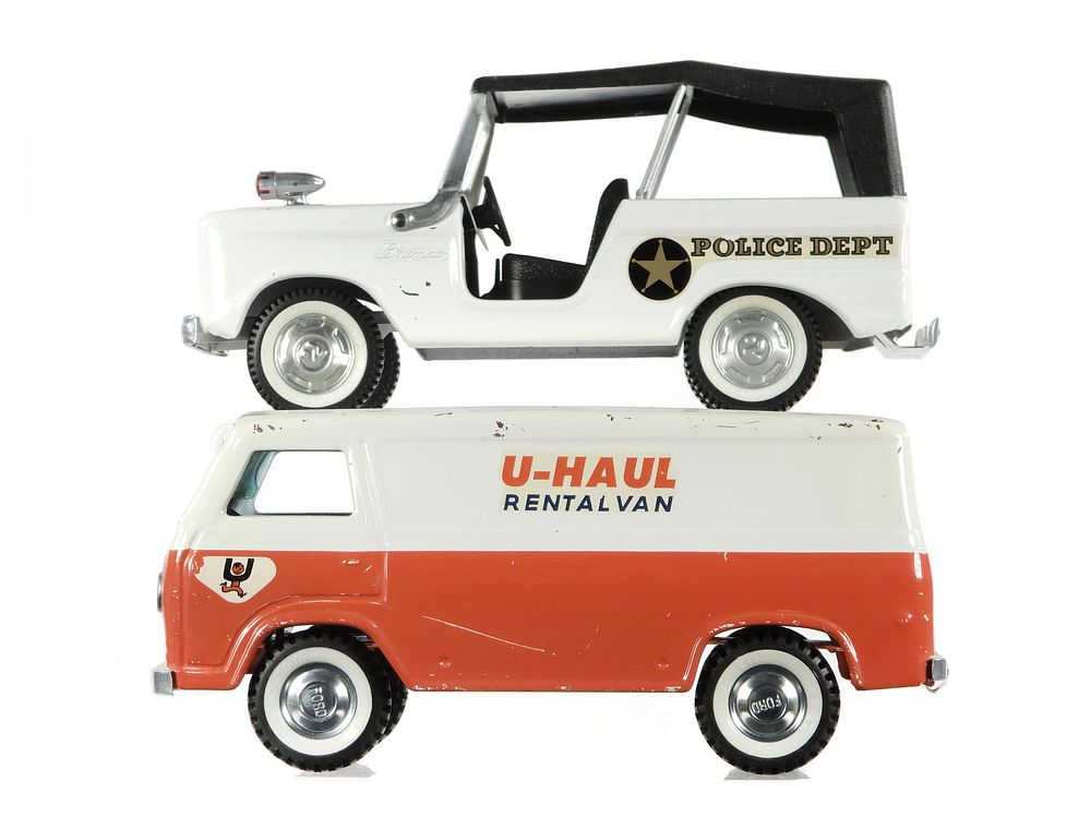 Lot 179: (2) Nylint U-Haul Rental Van & Police Dept. Ford Bronco