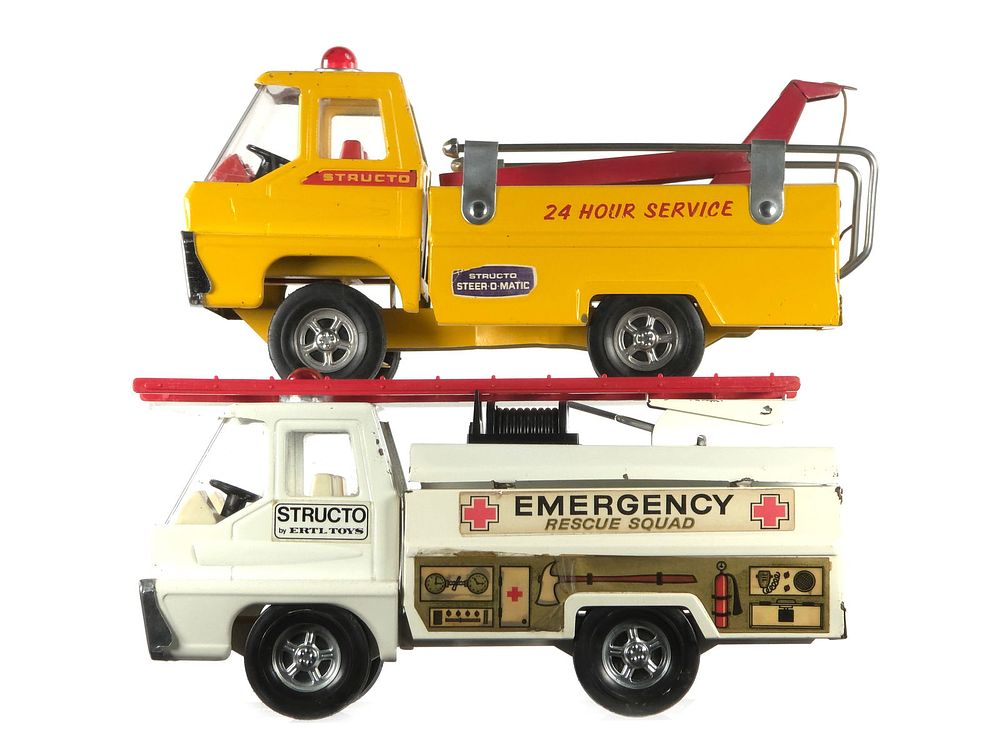 Lot 189: (2) Structo by ERTL Emergency Rescue Squad & 24 Hr. Wrecker