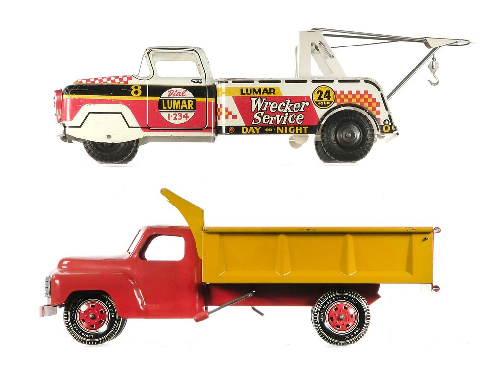 Lot 196: (2) Marx Lumar 24 Hr. Wrecker Service & Dump Trucks