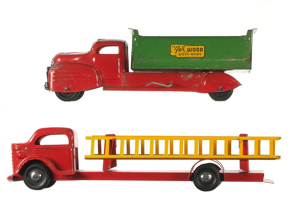 Lot 216: (2) Lincoln Philwood Busy-Body Dump & Fire Ladder Trucks