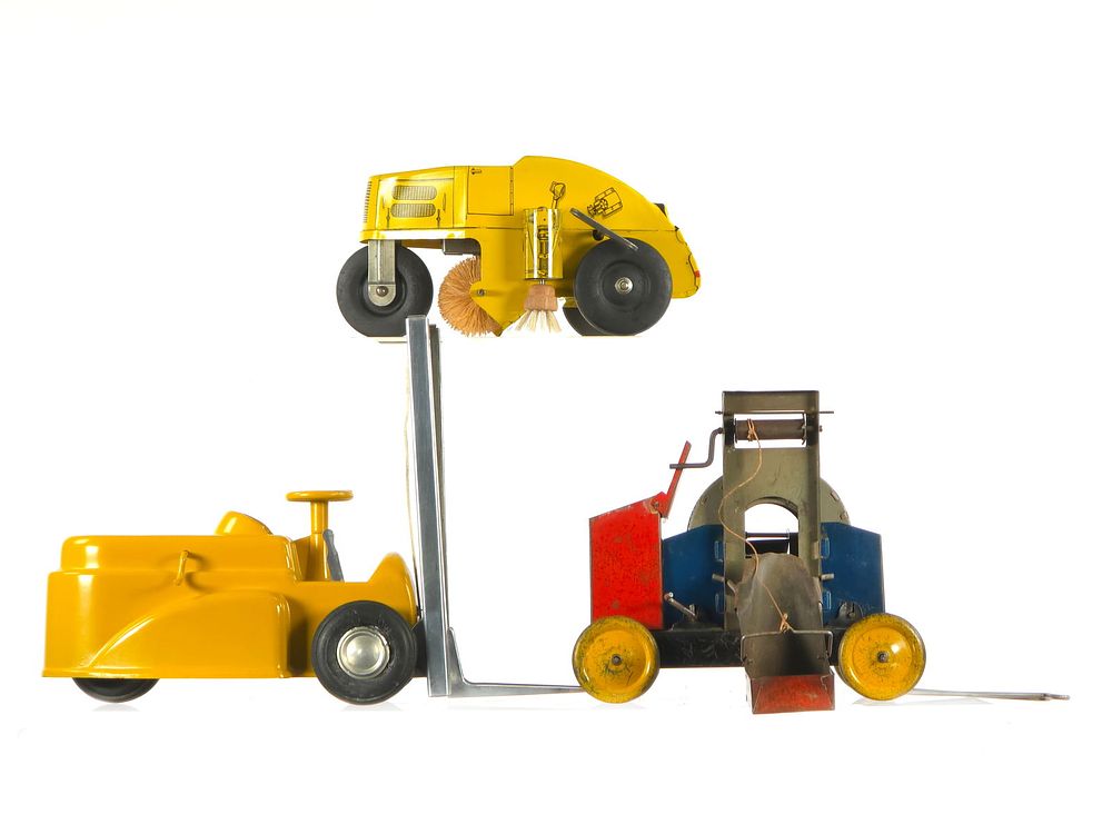 Lot 222: (3) Nylint Elgin Street Sweeper/Fork Lift/Girard Cement Mixer