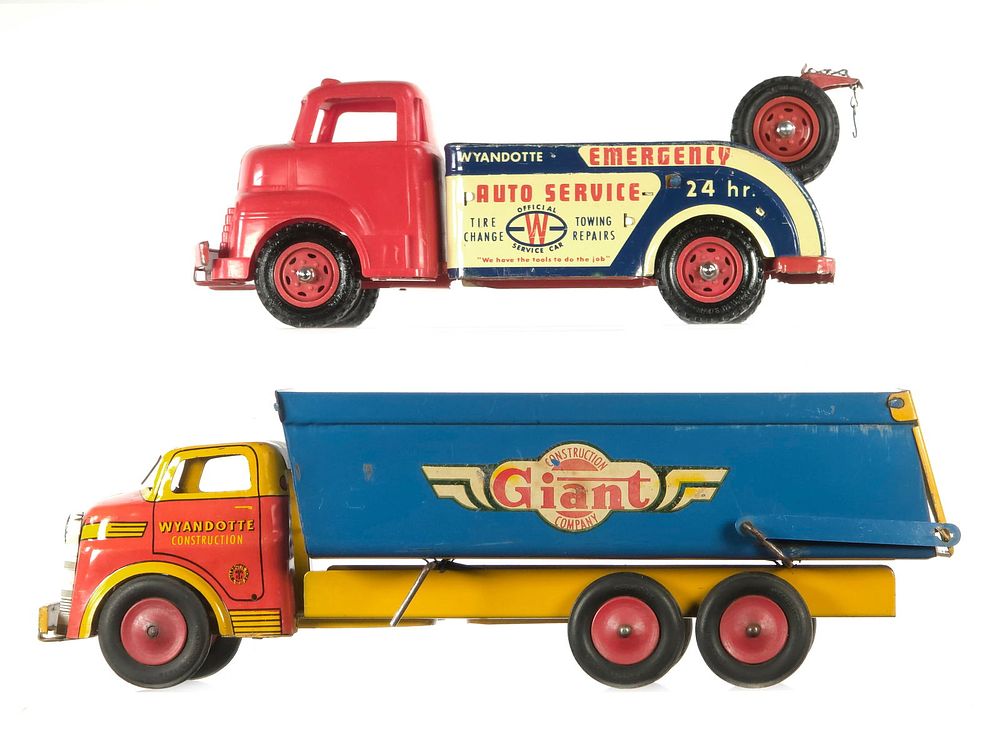 Lot 235: (2) Wyandotte Giant Dump Truck & Auto Service Tow Truck