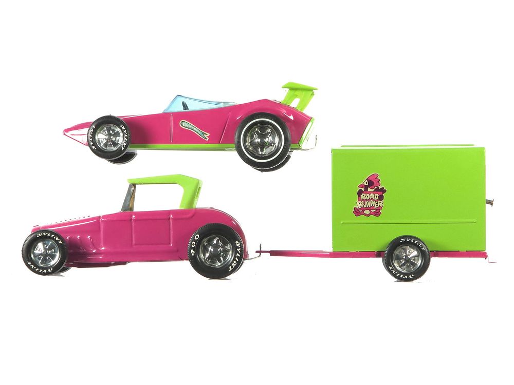 Lot 244: 3 pc. Nylint Neon Hot Rod Roadster Set w/Trailer