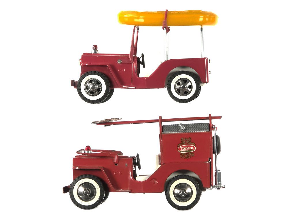 Lot 247: (2) Tonka Fire Dept. Jeep & Lifeguard Jeep
