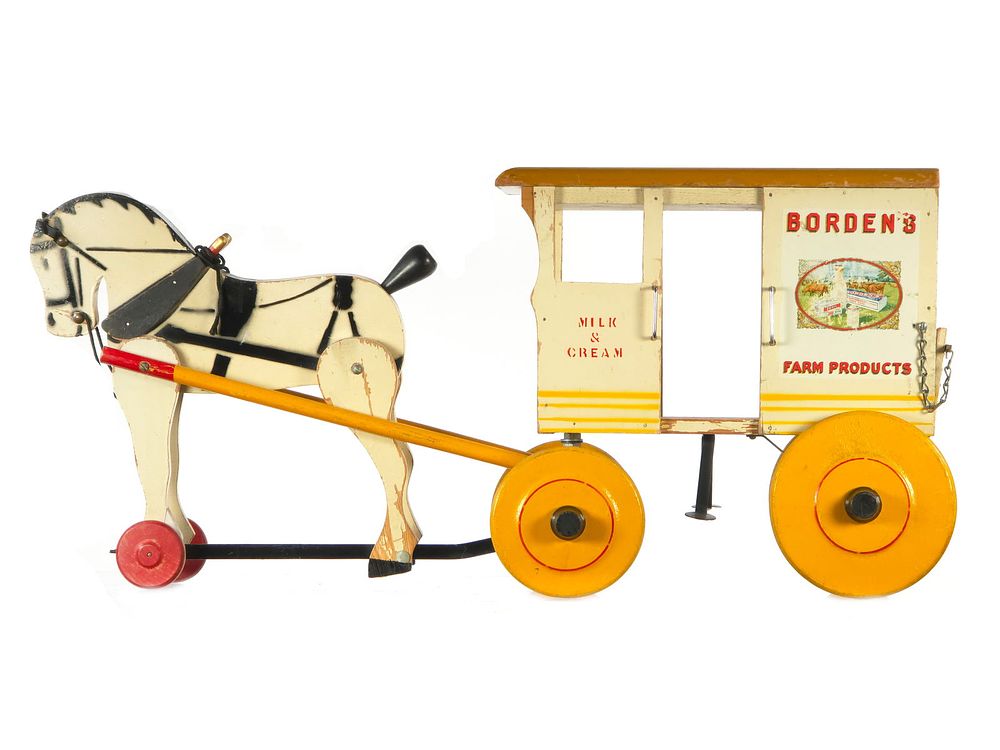 Lot 254: 1930s Rich Toys Borden’s Dairy Milk & Cream Pull Toy