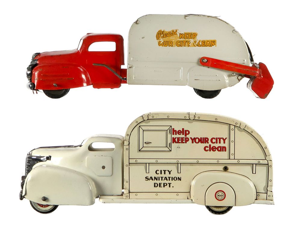 Lot 283: (2) Pressed Steel Garbage Trucks Marx and Lincoln