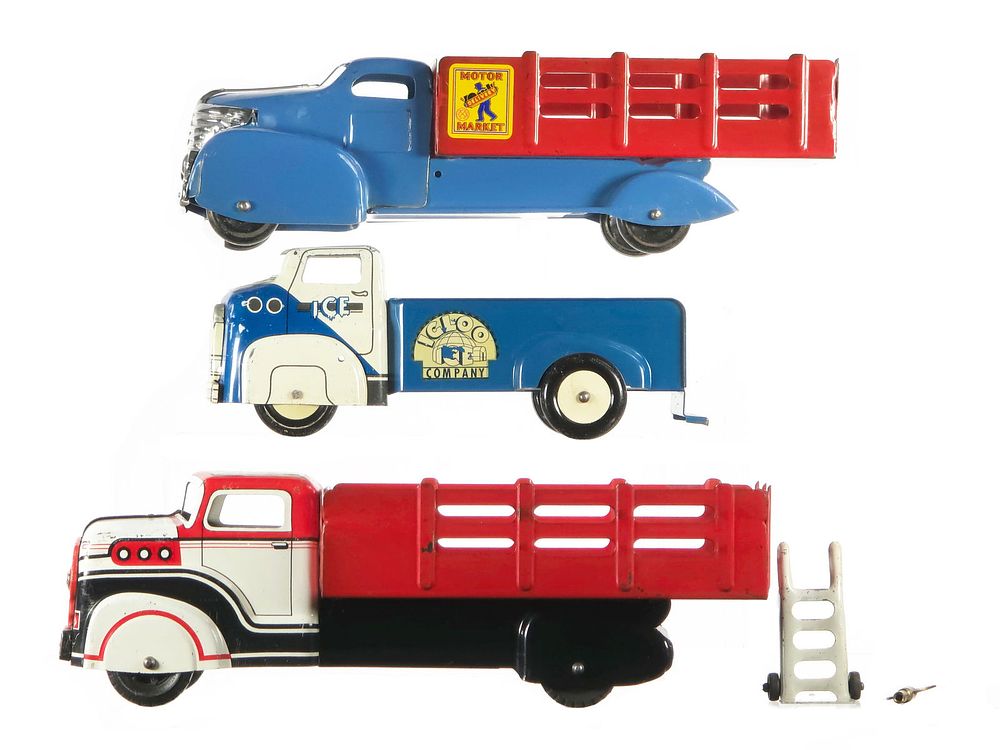 Lot 285: (3) Wyandotte & Marx Pressed Steel Trucks
