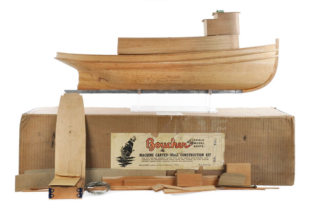 Lot 290B: Boucher 100 ft Harbour Tug Boat Model Construction Kit in Box