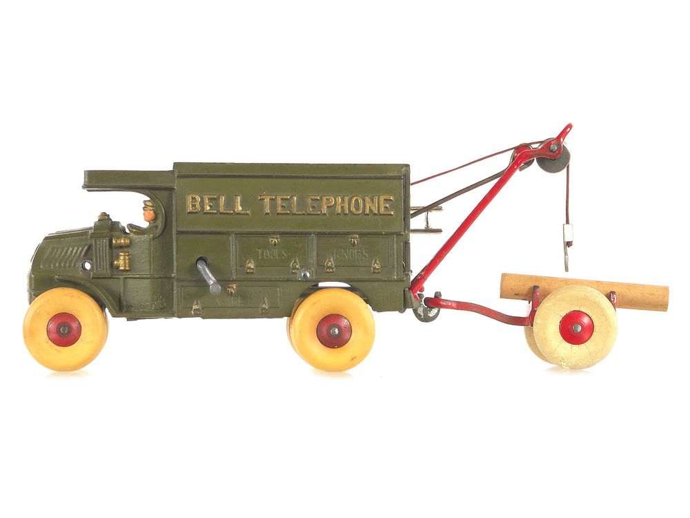 Lot 293: Hubley Cast Iron Bell Telephone Truck 10"